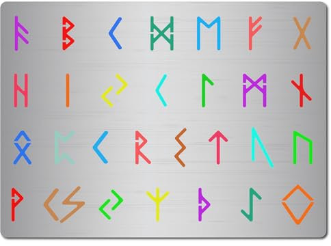 GORGECRAFT Wikinger-Schablone 19x14cm Runenschablone Aus Metall 28 antike Alphabete Edelstahl-Schablonen Tagebuch-Schablonen Wiederverwendbare Malschablonen-Vorlagen Für Holzverbrennung Gravur