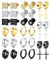 JeweBella 15 Paar Ohrringe Herren Edelstahl Silber Creolen Ohrringe Set Goldene Kreuz Baumelnde Ohrringe Schwarz Ohrstecker Männer Piercing Knorpel Zirkonia Ohrringe für Herren Damen