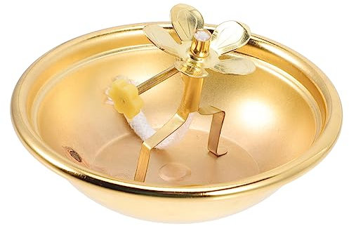 Zerodeko Vintage-Stil Ghee Lampe Tempel Öllampe Leichte Tragbare Buddha Opfer Butterlampe