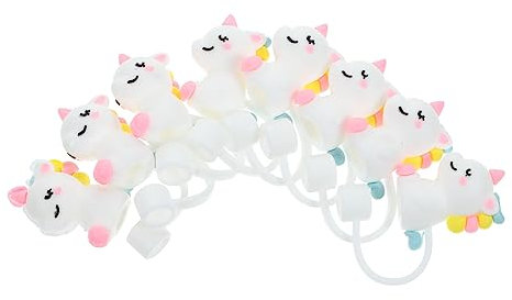 COLLBATH 8Stücke Einhorn Silikon Strohhalm Abdeckungen Wiederverwendbare Strohhalm-spitzenabdeckungen für Staubschutz Dekorative Silikon Strohkappen für Tumbler und Becher