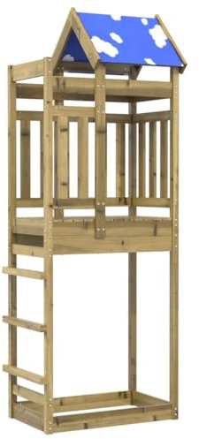 vidaXL Tour de jeux en bois de pin imprégné 85 x 52,5 x 239 cm, maison pour enfants, tour de jeux d'escalade, parc pour enfants en bois