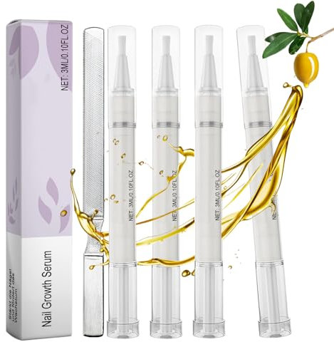 4 Stück Nail Care Pen, Nagelöl Stift, Das Original mit Nagelfeile, Nail Care Pen Nagel Pilz, Angereichert mit Reich an Jojobaöl, Vitamin E, Mandelöl und Mehr