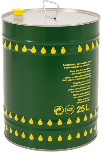 mille idee Tanica in Latta per Olio 25 Litri con Manico per Trasporto e Tappo | Contenitore Metallico Robusto per Alimenti, Liquidi e Carburanti