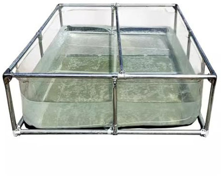 Pool über dem Boden, transparent, für Aquarien, Poolteich mit Ablassventil, PVC-Plane mit Stahlrahmen für Teiche, Fischtanks, Koi- und Goldfische (Farbe: Klar, Größe: 3 x 2 x 0,9 m)