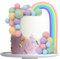 LARDUX 26 Stück Kuchen Kugeln, Regenbogen Tortendeko Pastell Ball Cake Toppers Bunt DIY für Geburtstag Hochzeit Babyparty Boho Macaron Einhorn Party Kuchen Dekor