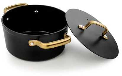 Arcos Serie Samoa Iconic | Cacerola Antiadherente Cerámico 20 cm y 2,6 L | Aluminio Forjado | Apta cualquier cocina | Mango Acero Inoxidable | Color Negro | LIBRE DE (PFOA/PTFE/PFOS)