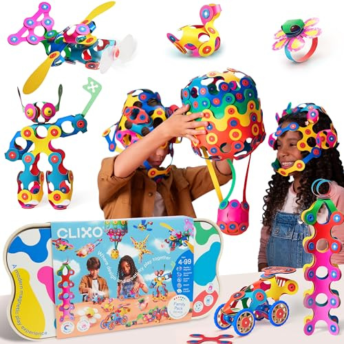 Clixo Freundschaftspaket - 150-teiliges Flexibles magnetisches Bauspielzeug für kreatives Familienspiel | STEAM-Lernen, offenes Spielen | Perfekt für kollaborativen Spaß, Reisen und pädagogische
