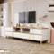 MURUL Mueble de TV de color blanco y madera con puertas de estilo rústico natural y compartimentos