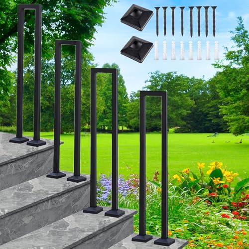 U-förmiger Handlauf, Treppengeländer Innen, Treppengeländer Außen, Handlauf Treppe, Geländer Außen, Nordic Moderner Rutschfester Dekorativer Zaun für Villen, Balkone, Flure (Schwarz, U-75CM)