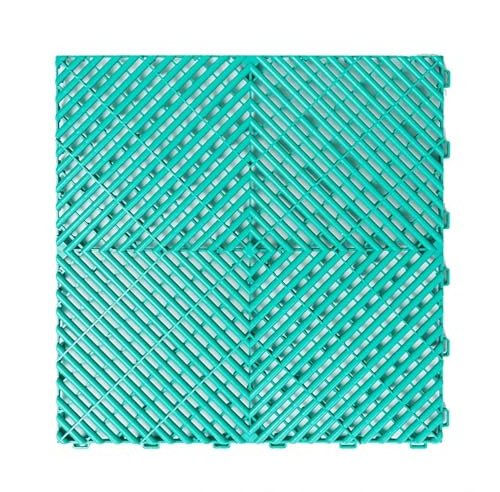 OZLCUA Piastrelle per Decking A Incastro Piastrelle for Pavimenti da Garage ad Incastro, PVC plastica PP, ad Alta Resistenza, Fai da Te, autolavaggio Piastrelle Ad Incastro(Diamond Green)