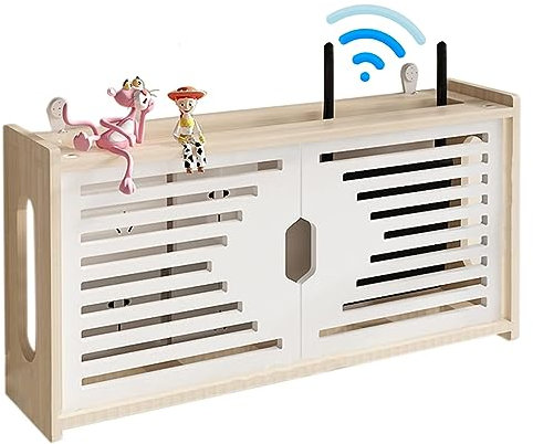 Wifi Router Storage Box Wall Mounted, TV Cable Hide Box Multimedia Storage Shelf for Wires, Routers - Wall Plug Board Shelf for Cable Wire