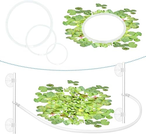 Aquarium Floating Plant Corral with Fish Feeding Ring, Floating Plant Fence for Aquarium Accessories, Separates Floating Plants, Auto-Adjusts Height with Water Level, Suitable for All Aquariums.
