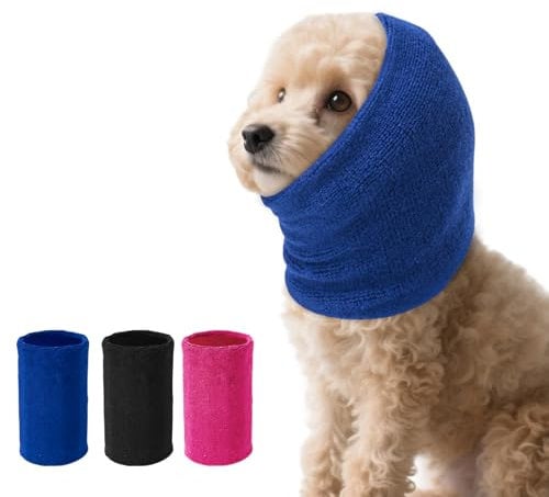 Ohrenschützer für Hunde Lärmschutz,Anti-lärm Ohrenschutz Hund, Pet Earflap Head Wrap,Haustier Schallschutzhaube,Gehörschutz für Hunde (blau, S)