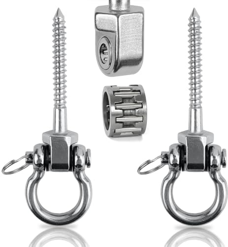 LPZMPZ Lot de 2 crochets de balançoire avec roulements - Charge lourde à 180 ° - En acier inoxydable 304 - Pour poutres en bois, plafond en béton, balançoire, yoga, sac de frappe, hamacs - Capacité
