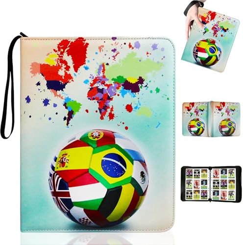 Fußball Sammelalbum mit Reißverschluss – 50 Seiten, 900 Karten Kapazität | Kompatibel mit Standard-Fußballkarten | Kartenbinderheft für Sammler