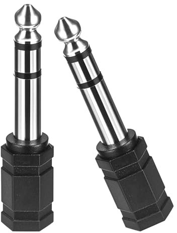 2 Pack Headphone Jack Adapter 6.35mm Male to 3.5mm, Male Audio Jack Plug for Headphone Adapter HiFi Stereo, Connection of Headphones to Audio System (Black)
