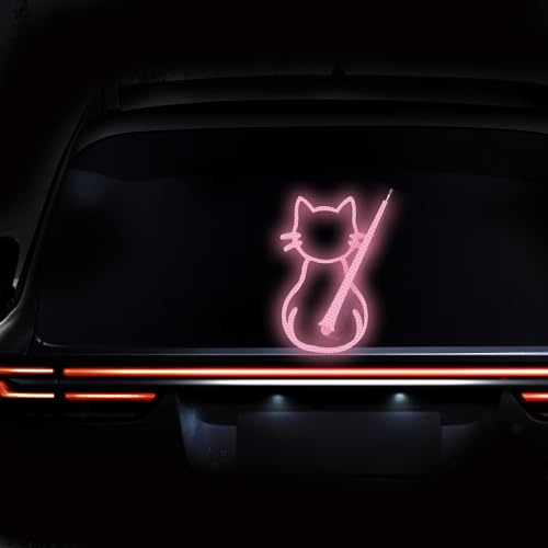 Iprokiu Adesivo riflettente per tergicristallo posteriore con gatto, impermeabile, decalcomania per tergicristallo, per SUV, divertente decalcomania per auto, motivo: gatto in movimento (rosa)