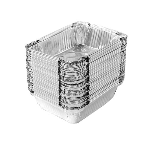 JCXIOC Vassoi in Foglio di Alluminio 50 Pezzi di Scatola for Il Pranzo in Alluminio, Vassoio in Alluminio, teglia in Alluminio, teglia in Alluminio per Cucinare(700ml)