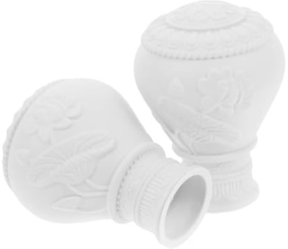MUELODSIC Pomello per Bastone Tenda Bianco, Set 2 Pezzi, Plastico | Estremità a Cappuccio per Aste da 26-28mm, Stile Moderno, Blocco Contro lo Scorrimento