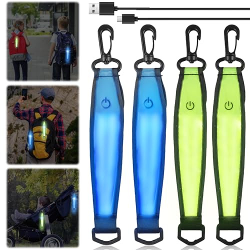 GAOUTO LED Blinklicht Schulranzen, 3 Modi USB Aufladbar Reflektierende Anhänger, Kinder Sicherheitslicht Reflektoren Schulranzen, wasserdichte Reflektor Anhänger für Schulranzen