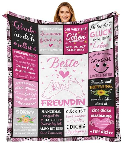 Giftota Geschenke für Freundin, Flanelldecke Beste Freundin Geschenke mit Liebevoller Botschaft, Geburtstagsgeschenk für Schwester Kollegin, zum Weihnachten Valentinstag, 150 * 130cm