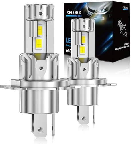 XELORD Ampoules LED H4 60W 12000LM 6500K Nouvelle Génération, Lot de 2 | Pour feux de route et de croisement, Blanc froid 6500K, Faisceau précis, Visibilité optimisée, Plug and Play