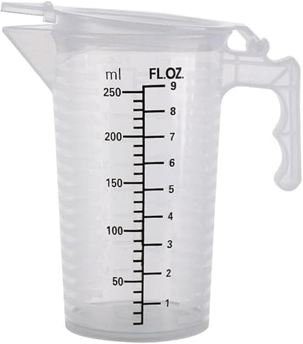 1Pc 250ML Transparent Measuring Cup with Lid, Plastic Measuring Cup with Handle for Baking,Powder,Liquid,Measure & Mix