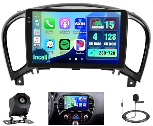 4+128G Autoradio per Nissan Juke J15 2010-2019 YF15 Infiniti ESQ 2011-2017 | Incell Touchscreen Wireless Carplay Autoradio 2 DIN GPS Navi Bluetooth 5.0 WiFi FM/RDS Retrocamera EQ 4+128G