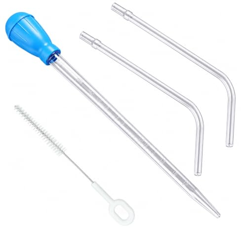 Evewind 27.7in Extra Long Turkey Baster, 50ml Plastic Aquarium Long Pipette | Coral Spot Feeder & Fish Tank Waste Remover Siphon (Blue)