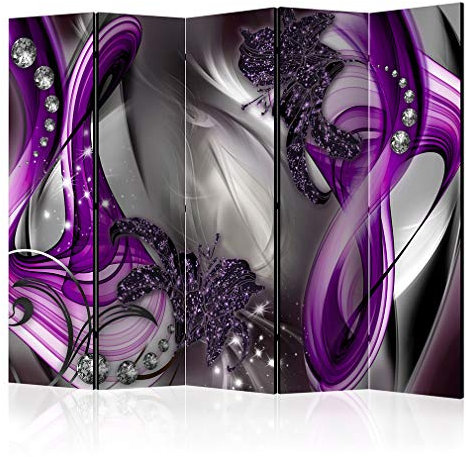 decomonkey Paravent Raumteiler Innen Abstrakt 225x172 cm 5 Teilig Einseitig Room Divider Wall Raumteiler Stehend Trennwand Sichtschutz Spanische Wand Sichtschutzwand Wohnzimmer Holz Blitz