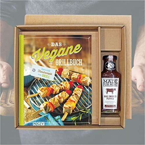 Naumann & Göbel Veganes Grillbuch mit Bourbon Whiskey BBQ Sauce im Geschenke Set vegane Rezepte leichte Küche schnelle einfach