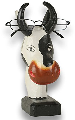 ART-CRAFT Brillenhalter brillenständer brillenablageKuh aus Holz handgeschnitzt und handbemalt 20cm