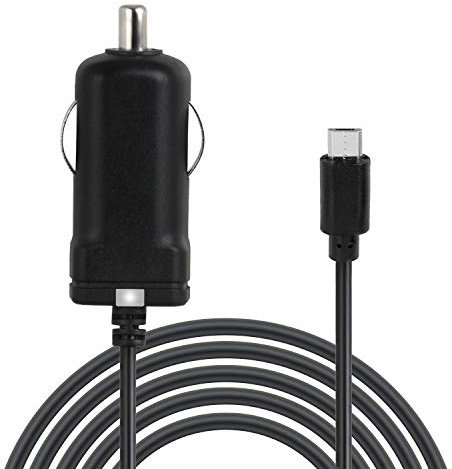 Wicked Chili Chargeur de Voiture microUSB 1,5m Compatible avec Samsung, Huawei, Blackview, Realme, téléphone Portable, Smartphone et Tablette (12/24V, 1000mAh, LED) Noir