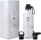 Insulated Water Bottle with Spout Lid Narrow - 950ml (3 Lids) - Cold 24hrs & Hot 12hrs Drinks - Double-Walled Stainless Steel Metal Leakproof Travel Sports Gym Camping & Hiking Hydration Flask