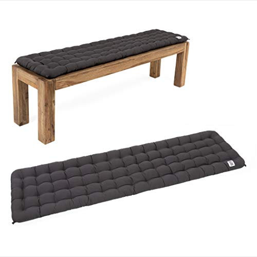 HAVE A SEAT Luxury - Bankauflage für Sitzbank (160x40 cm), bequemes Sitzpolster für Bank - orthopädisch, wetterfest, waschbar 95° C, Trockner geeignet, Made in Germany (160x40 cm - Grau/Anthrazit)