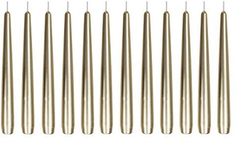 Spitzkerzen Leuchterkerzen lackiert Pearl, 12 Stück, Größe ca. 22 x 240 mm, einzeln in Folie, Tafelkerze Stabkerze