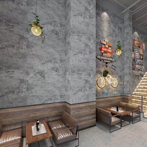 BAYYA Papier peint béton gris ciment à décoller et à coller pour comptoir, 40 x 500 cm, style industriel rustique, imperméable, amovible, film vinyle autocollant pour salle de bain et cuisine
