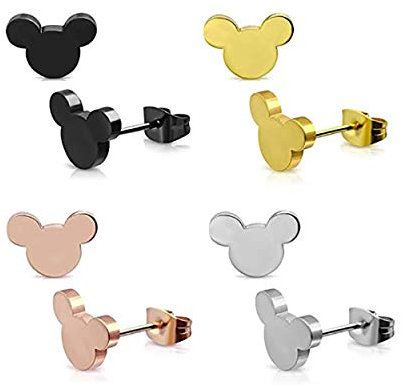 Kaguyo Mickey Mouse Stecker Ohrringe Set für Frauen - 4 Paare Chirurgischer Edelstahl Hypoallergene Kleine Minnie Mouse Stecker Ohrringe für Männer, Jungen, Mädchen - Nickel-freies Geburtstagsgeschenk