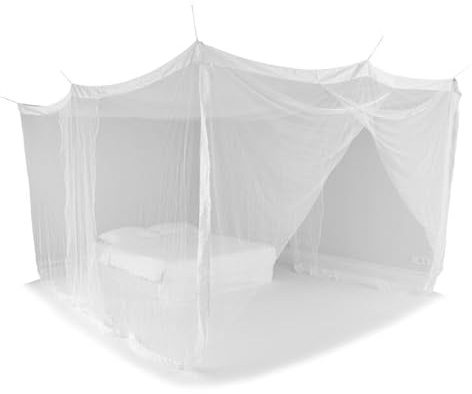 Huge Mosquitera para Cama Blanca 3 x 4 Metros, 3 Puertas, Malla 256 Agujeros por Pulgada, Poliéster