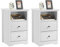 Yaheetech Bedside Table Set of 2, Bedside Cabinet Wooden Nightstand with 2 Drawers and Cupboard Side End Table Storage Unit for Living Room Bedroom, White, 35 x 40 x 60 cm