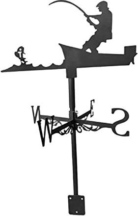 Gazechimp Wetterfahne Metall, Wetterhahn mit Segelbootform, Wetterfahne Garten Deko, Wetterfahne im Antik Stil für Gartenhaus, Windmesser fürs Dach, 34x56cm - Angler