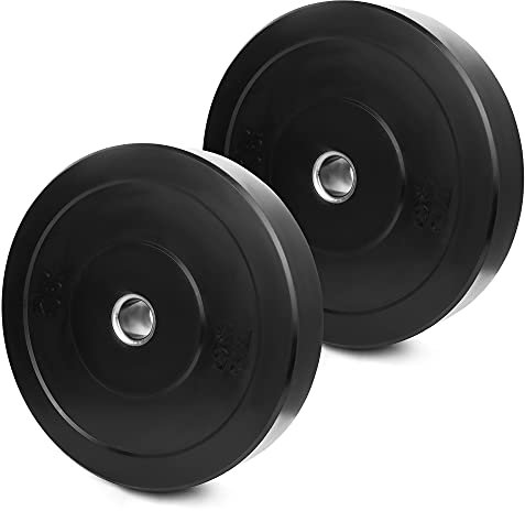 wuuhoo® olympische Hantelscheiben Bruce 50mm, Bumper Plates aus Vollgummi stoßabsorbierend, 2er Set Gewichte für Langhantel Schwarz, Hanteltraining- Fitnessgerät für Zuhause 2 x 25 kg