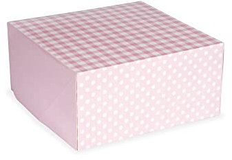 Anniversary House 10-inch Pink Cake Box, Gingham and Polka Dot Print, 1-Pack, Strong, Sturdy, 12.7 x 26 x 26 CM, J165