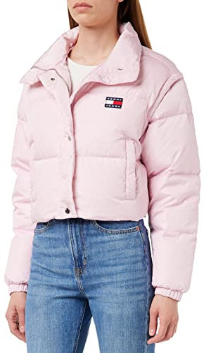 Tommy Jeans Tjw Badge Crop Vest Down Puffer DW0DW14301 Giacche Imbottite, Rosa (French Orchid), L Donna