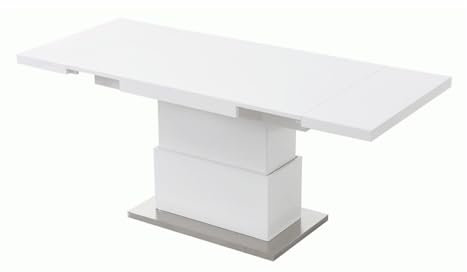 Table Extensible et relevable Lauria - 2 en 1 - MDF laqué - Blanc