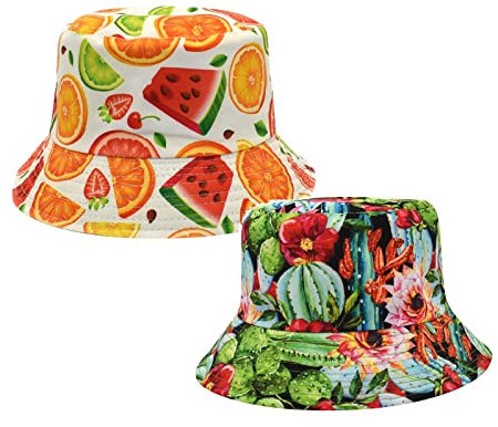 Wintermütze Damen Hut Winter Fischerhut Weich Sonnenmütze doppelseitige Fischermütze Frauen Frühlings- und Sommer-Bassinmütze Water Melone Druck Frauen Fischerhut Anglerhut Sonnenhut Damen Herren