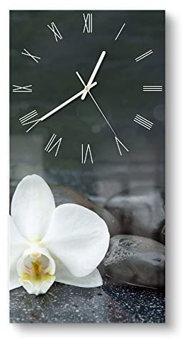 DEQORI Glasuhr | horizontal 30x60 cm | Motiv Kontrastreiches Zen-Motiv | große XXL Design Uhr aus Glas | leise Wanduhr für Wohnzimmer & Küche | moderne Hingucker Uhr für die Wand