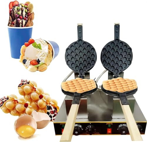 MAXCBD Professional Hong Kong Egg Waffle Maker, Bubble Waffle Maker Electric Non-stick, Commercial Household Egg Waffle, for Snack Shop, Cafe (Color : 110v)