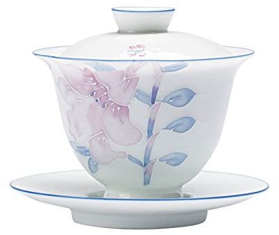 Bol Couvert Peint à la Main, Tasse à thé individuelle avec Couvercle, Service à thé Non Chaud, infuseur à thé en céramique Domestique (D 9,2 cm)