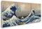 Giallobus - Große Gemälde im XXL-Format - Hokusai - Abstrakte Kunst - Die große Welle vor Kanagawa - Leinwand - 218x100cm | 3pcs. x 70x100cm - Moderne Gemälde für zu Hause
